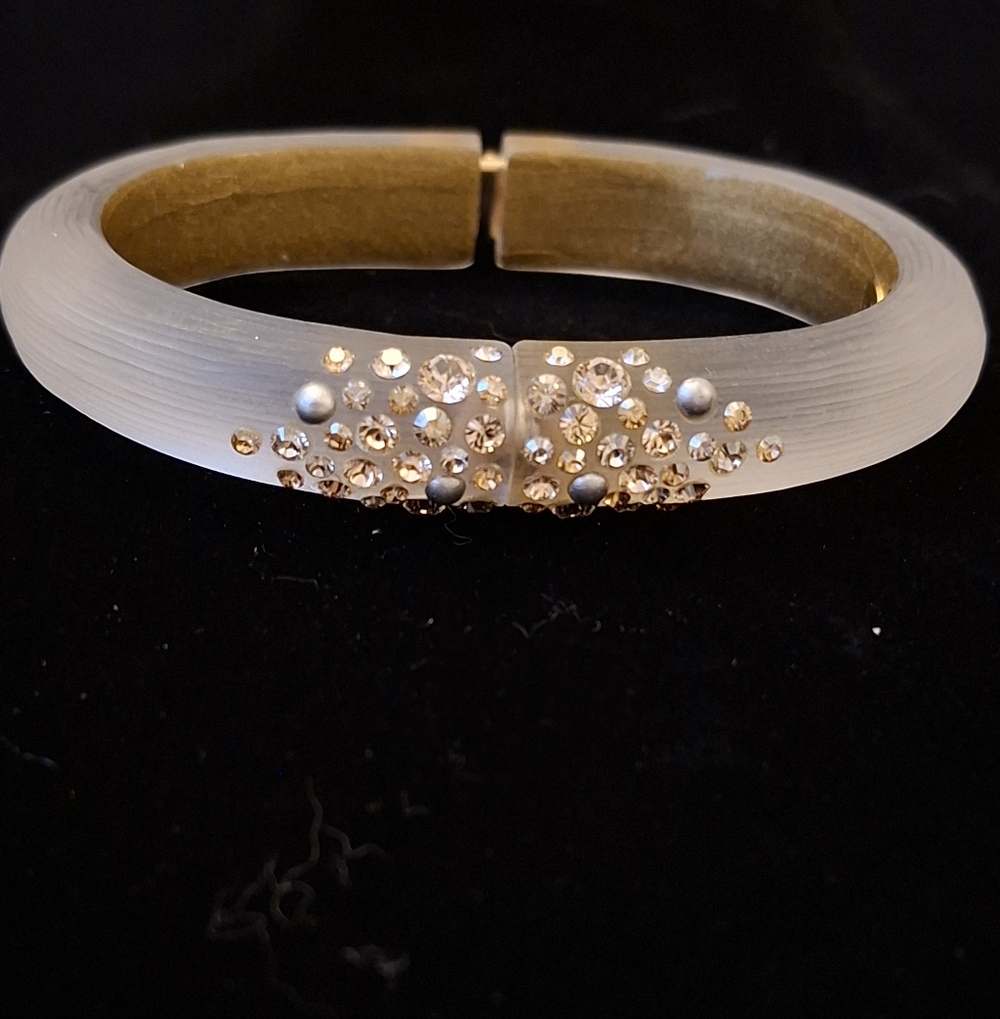 Alexis Bittar Lucite Hinged Bracelet With Crystal Accents